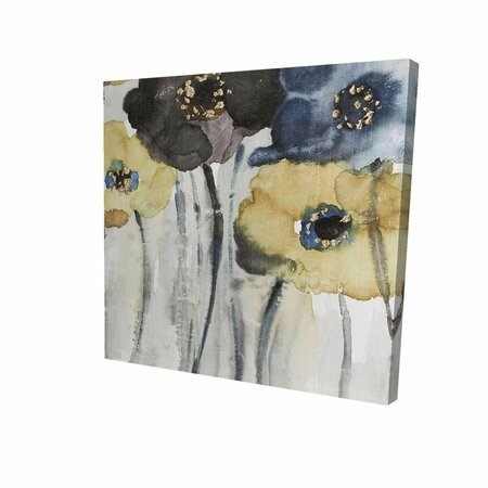 FONDO 32 x 32 in. Grey, Blue & Yellow Flowers-Print on Canvas FO2792634